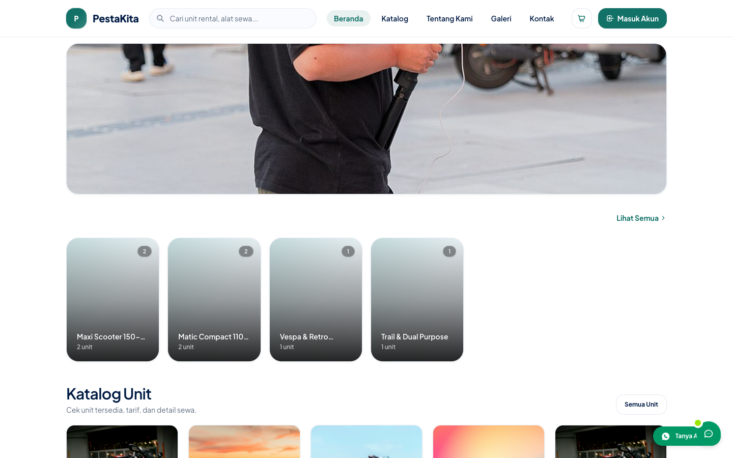 Contoh katalog website rental alat pesta